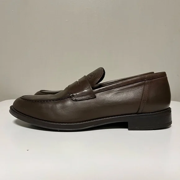 Brooks Brothers Penny Loafers Shoes Brown Leather Made In Italy Men US 10.5 Brooks Brothers Leather Upper Brown Dress Shoes for Men for  main image 4